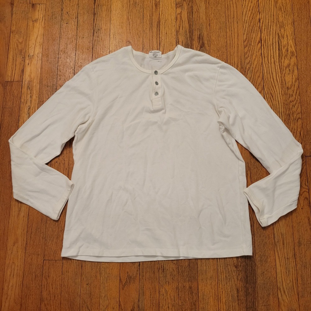 Calvin Klein L Henley Shirt Off White Long Sleeve Cotton Pique Designer Y2K